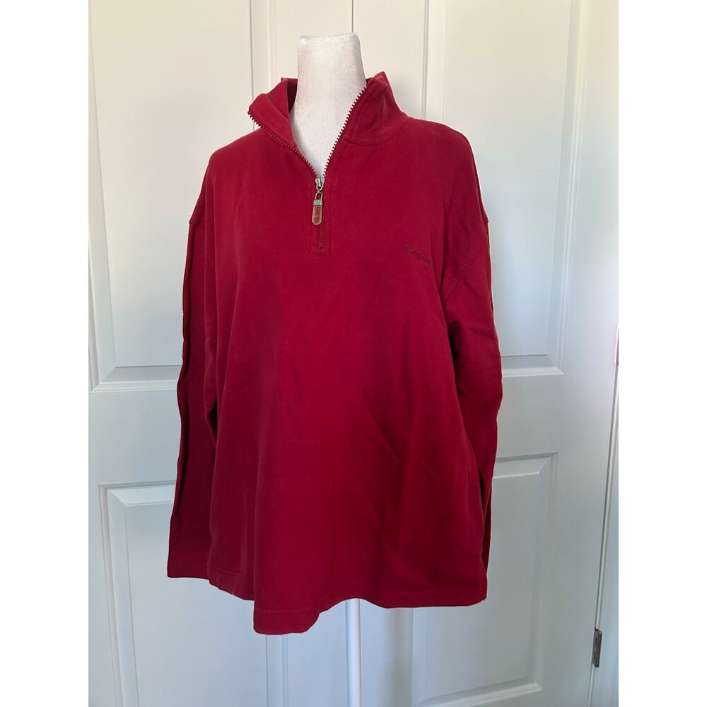 Rainforest Cafe Quarter Zip Fleece Pullover Womens Large Red Embroidered Logo